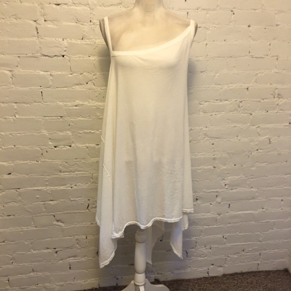 Free est Free People asymmetric hanky hem dress white jersey large